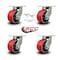 Service Caster 6'' Heavy Duty Red Poly on Cast Iron Swivel Caster Set with 2 Swivel Locks, 4PK CRAN-SCC-KP92S630-PUR-RS-BSL-2-S-2 - alternate 5